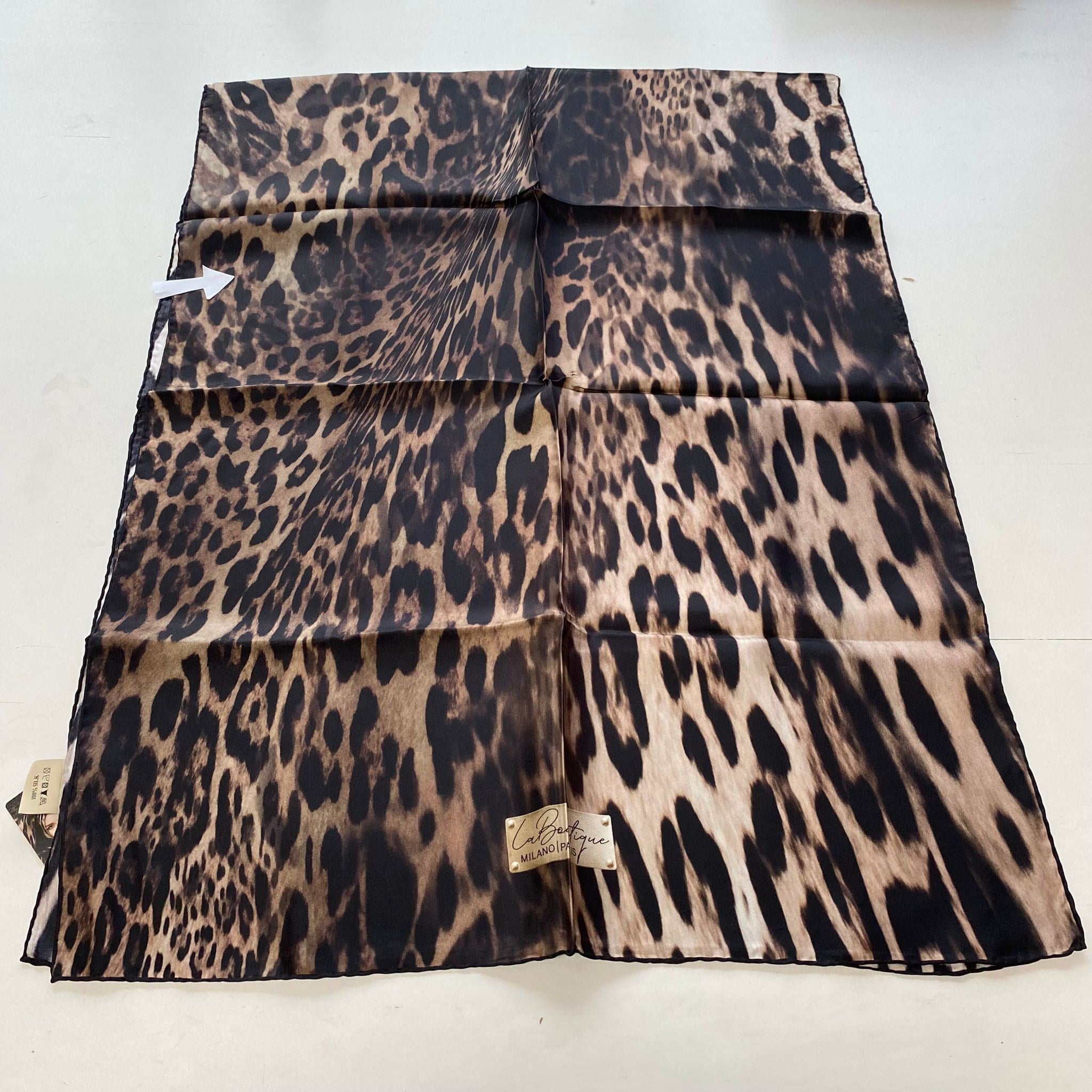 La Boutique Az Hatalı Tivil İpek Şal 55330 Kahve Leopar Desen
