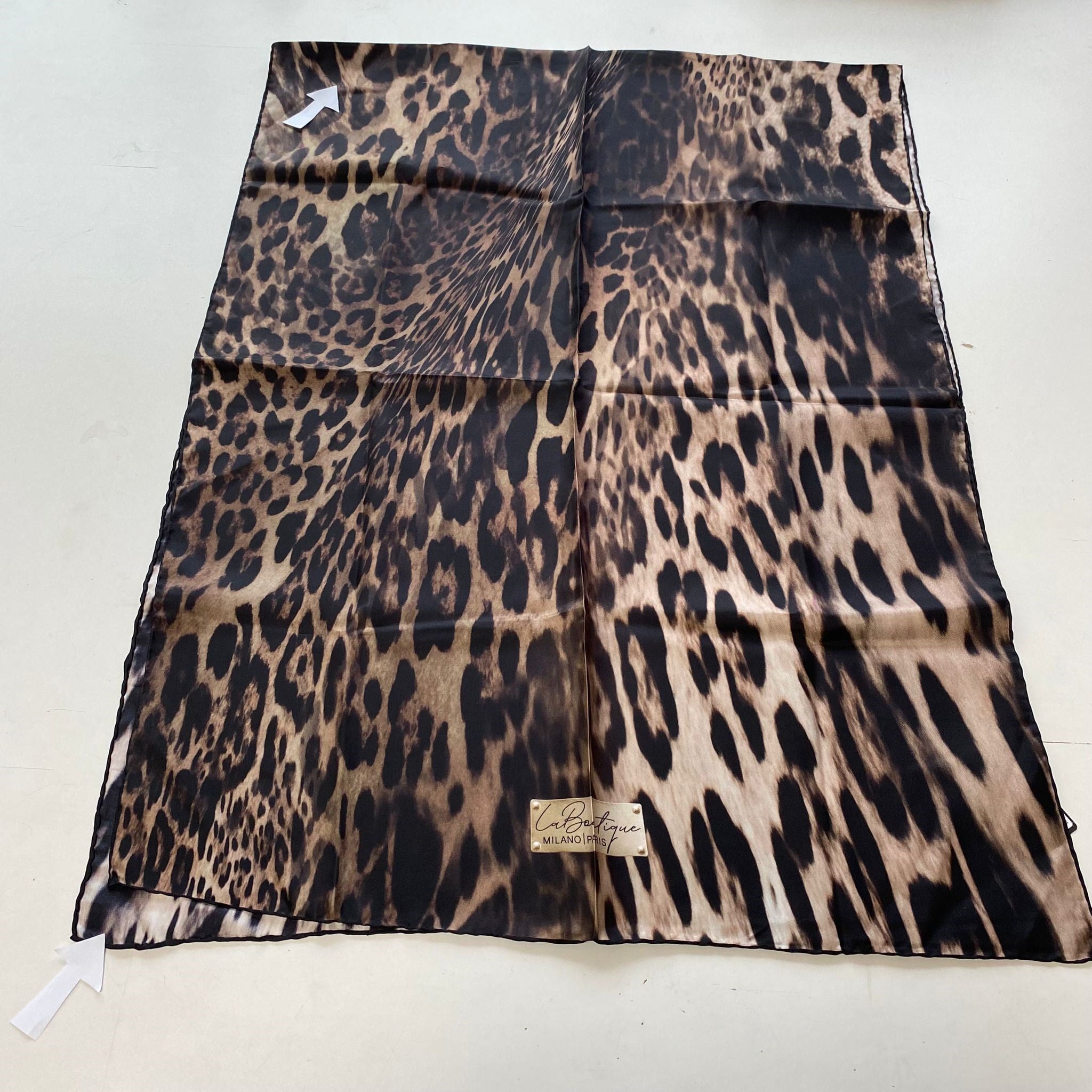 La Boutique Az Hatalı Tivil İpek Şal 55322 Kahve Leopar Desen
