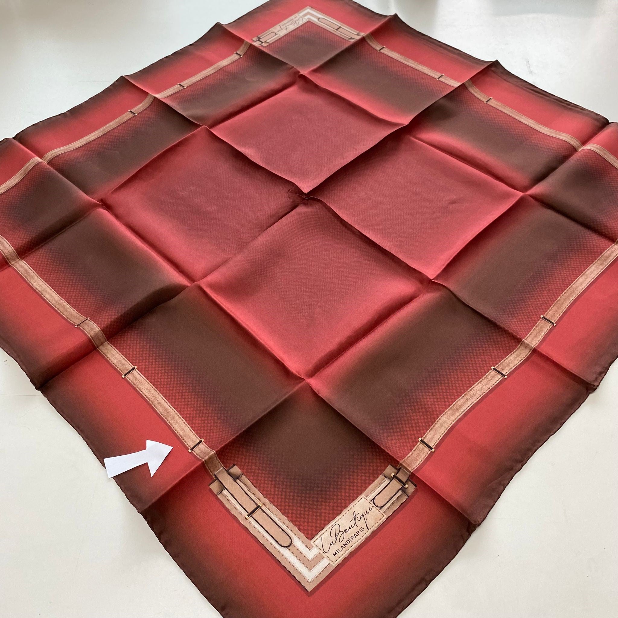 La Boutique Az Hatalı Tivil Saf İpek Eşarp 54738 Bordo Kemer Desen 