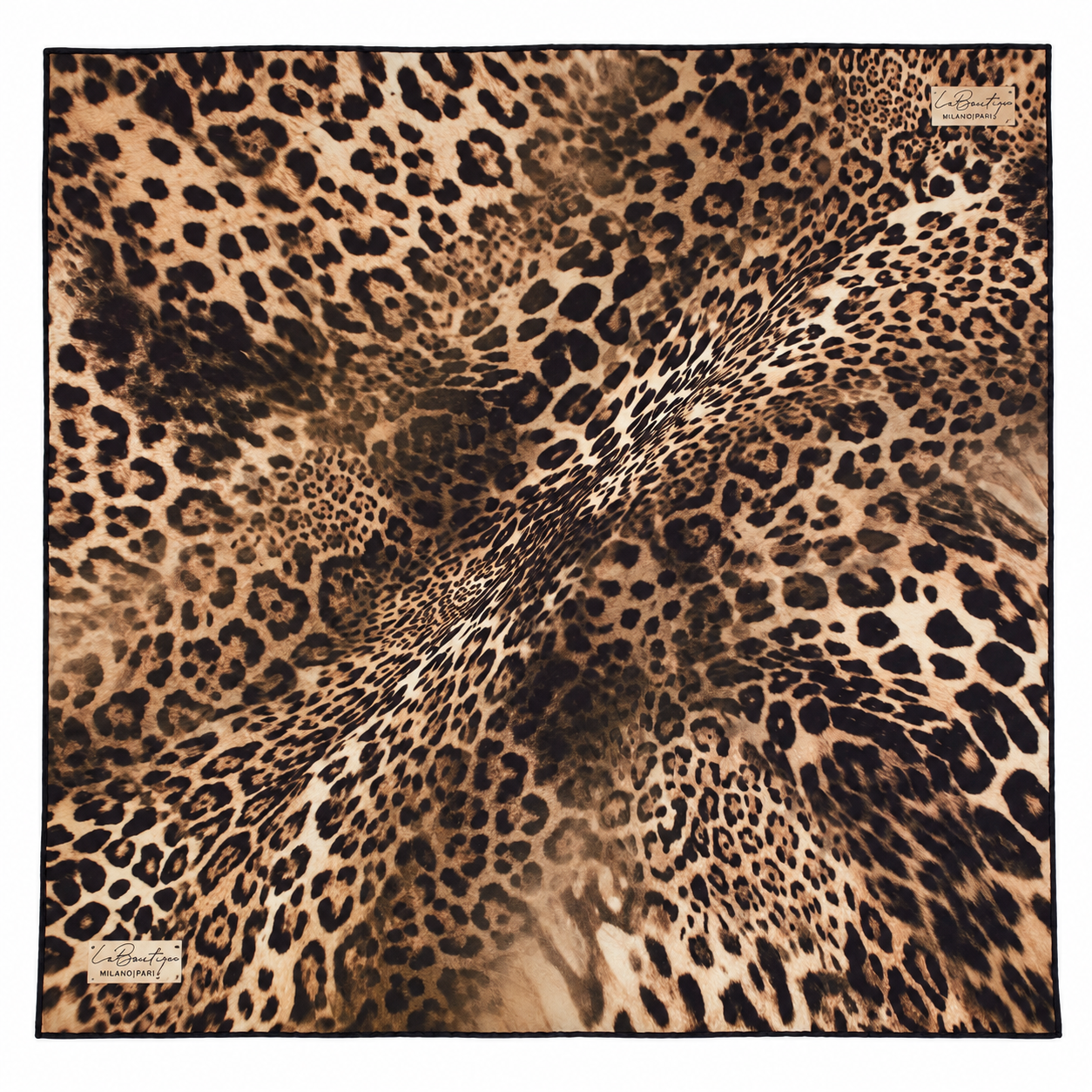 La Boutique Güz Eşarp 1012 04 Siyah Kahverengi Klasik Leopar Desen