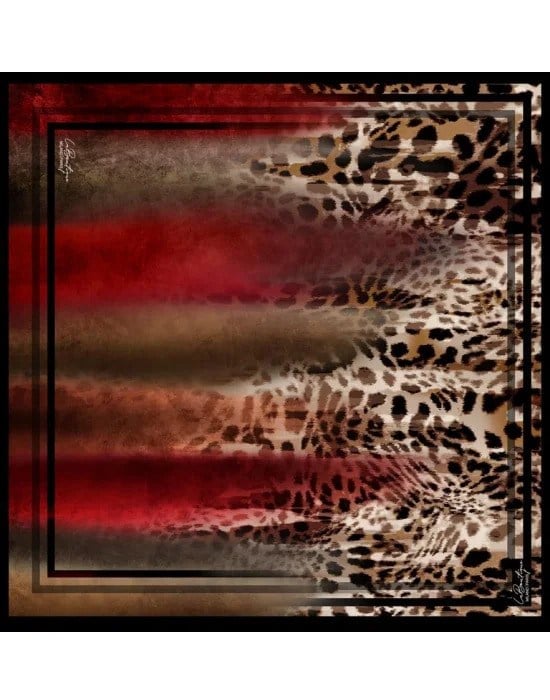 La Boutique Güz Eşarp 1146 01 Kırmızı Vizon Leopar Desen