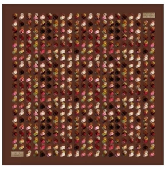 La Boutique Güz Eşarp 2841 04 Kızıl Kahve Geometrik Desen