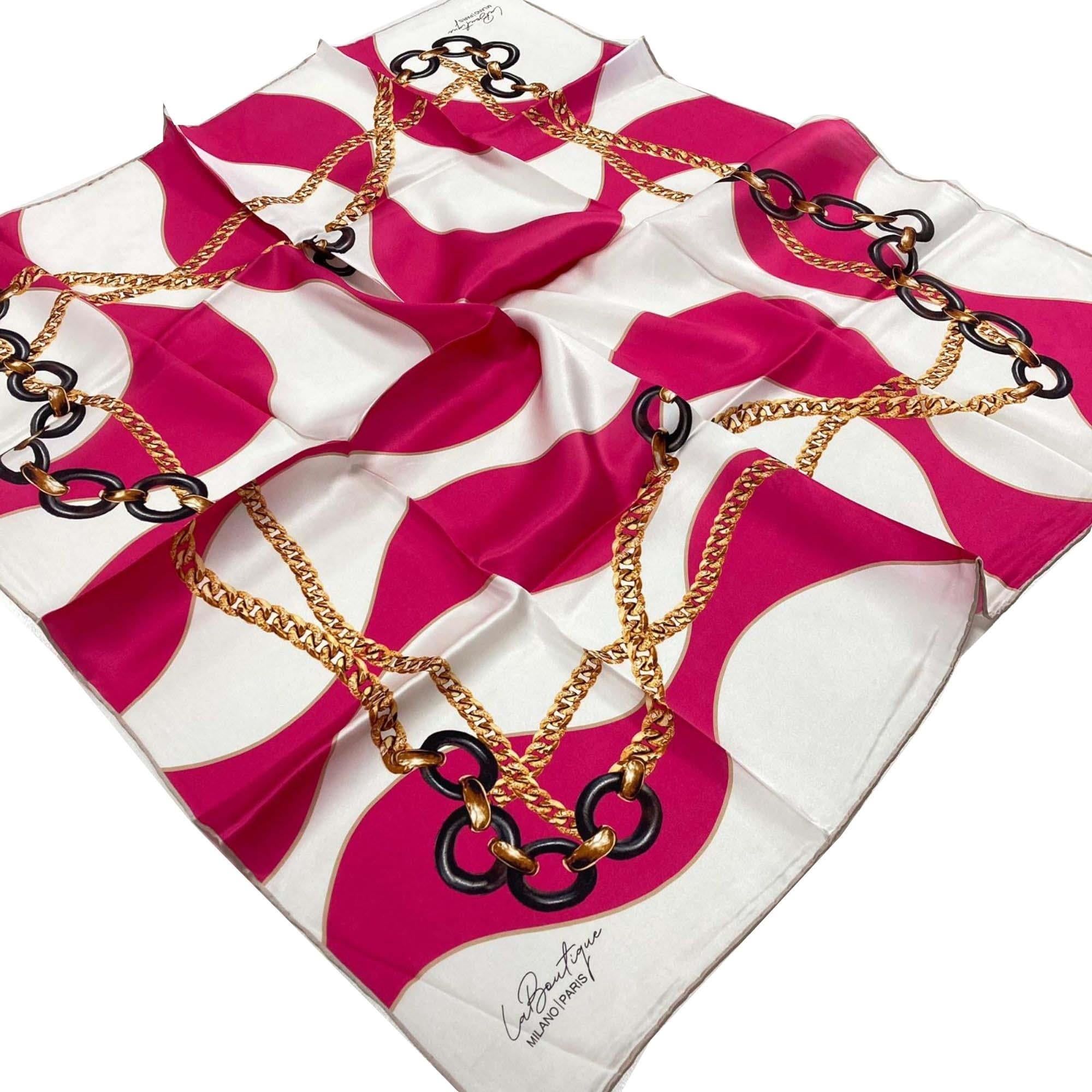 La Boutique Pembe Desenli Sura İpek Eşarp 1651-09