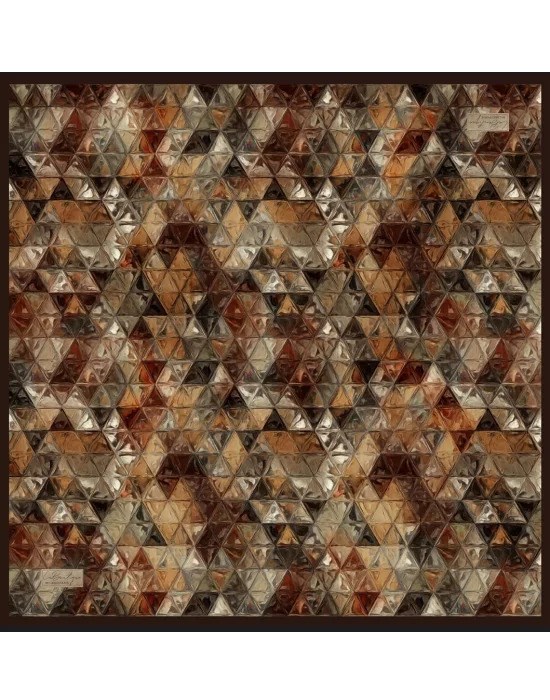 La Boutique Saf Sura İpek 2818 07 Kahve - Vizon Geometrik Desen