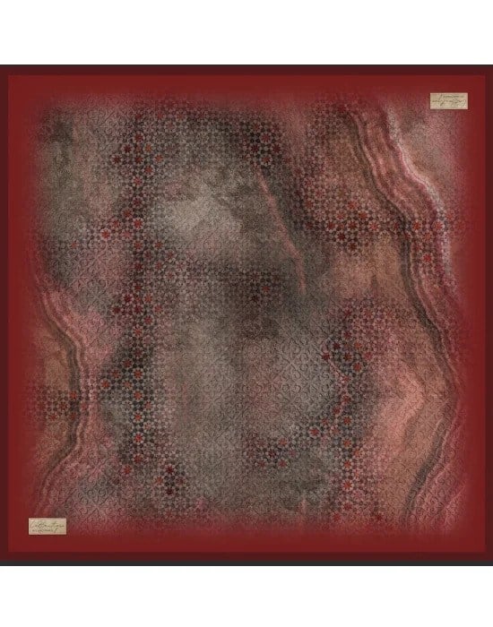 La Boutique Sura Saf İpek Eşarp 2483 03 Bordo Batik Desen