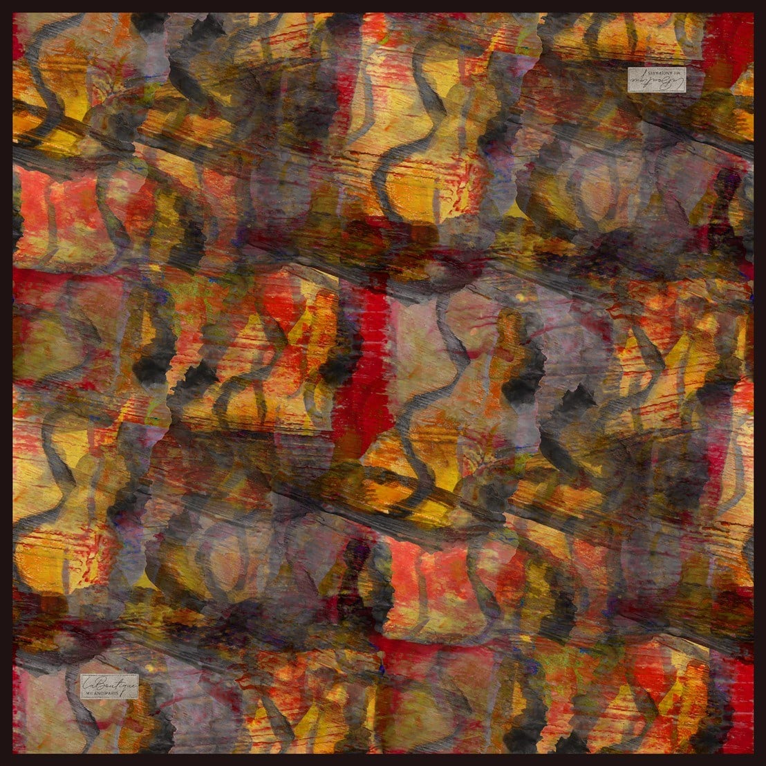 La Boutique Tivil Saf İpek Eşarp 2602 04 Siyah Mercan Batik  Desen