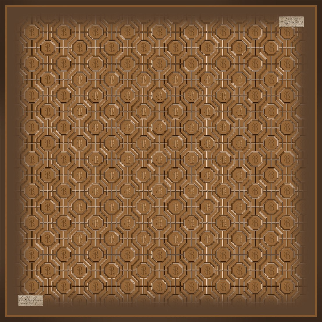 La Boutique Tivil Saf İpek Eşarp 2667 07 Camel Geometrik Desen