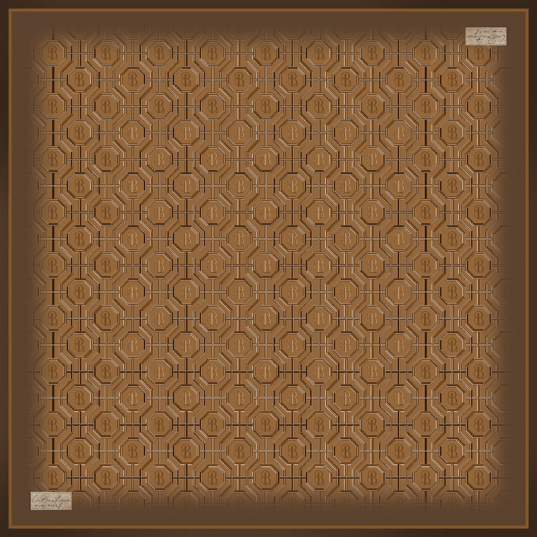 La Boutique Tivil Saf İpek Eşarp 2667 07 Camel Geometrik Desen