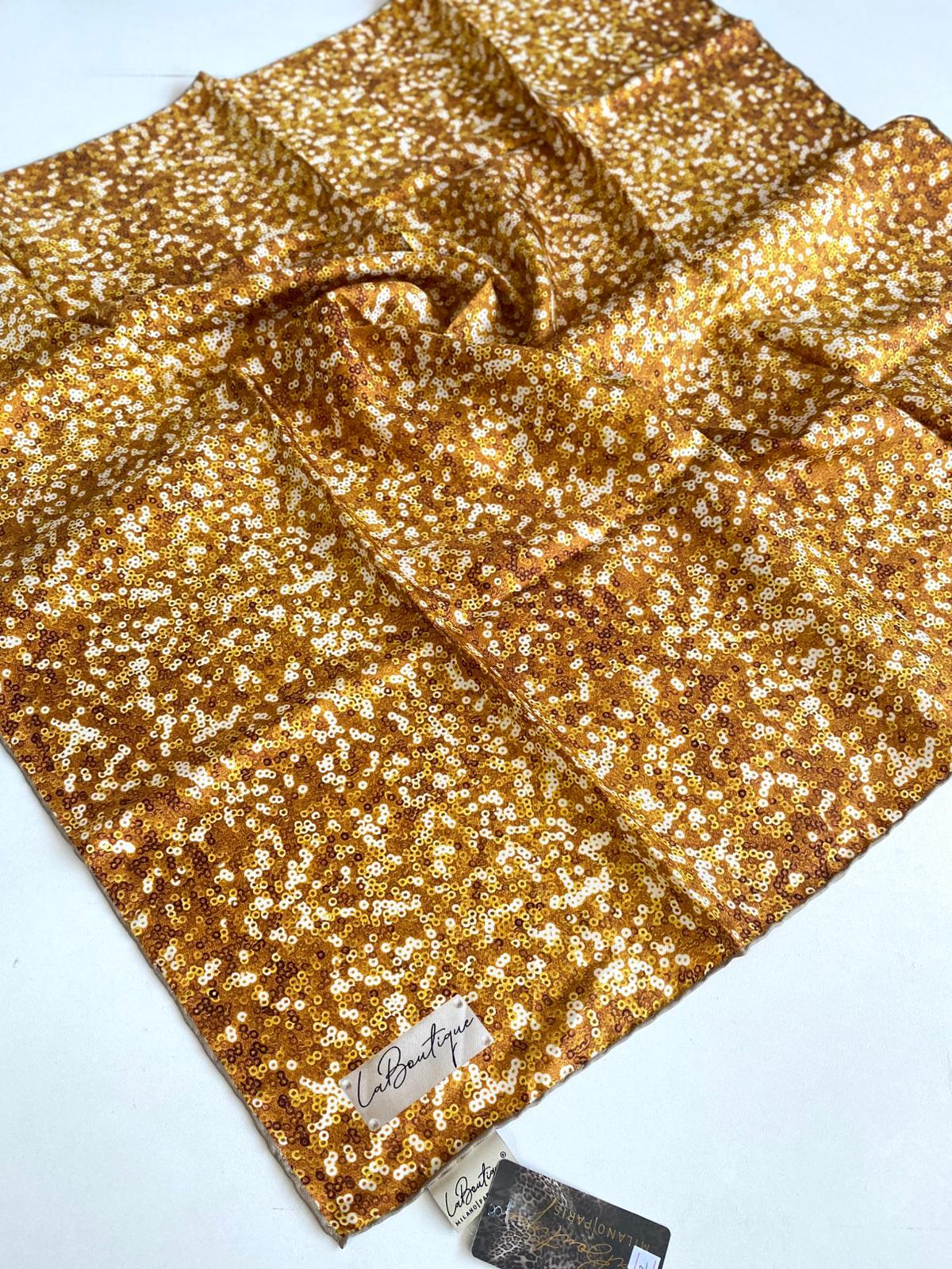 La Boutique Tivil Saf İpek Eşarp 49162 Gold Karışık Desen
