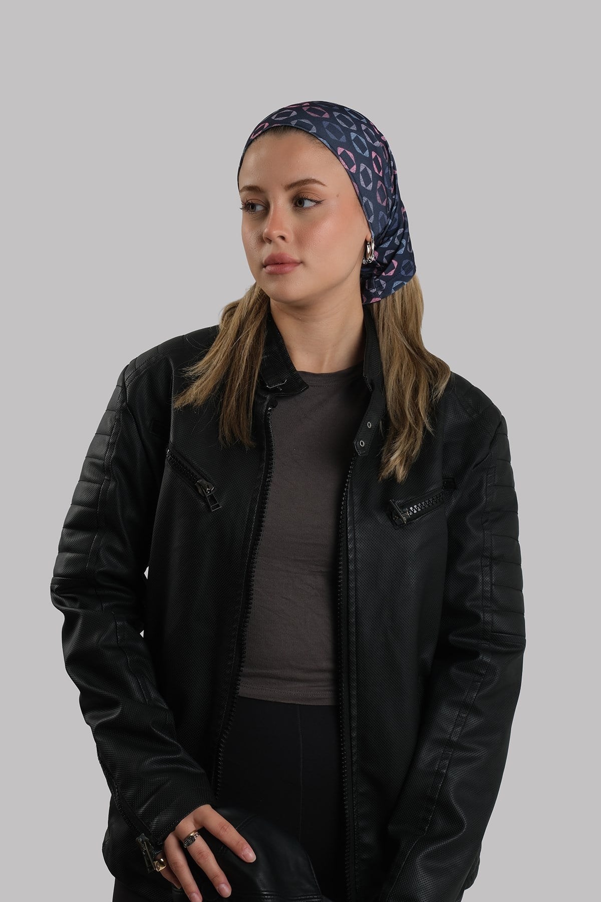 Lacivert Pratik Hazır Geçmeli Buff Bandana Sandy Geometrik Desenli Boru Bone 2416_02