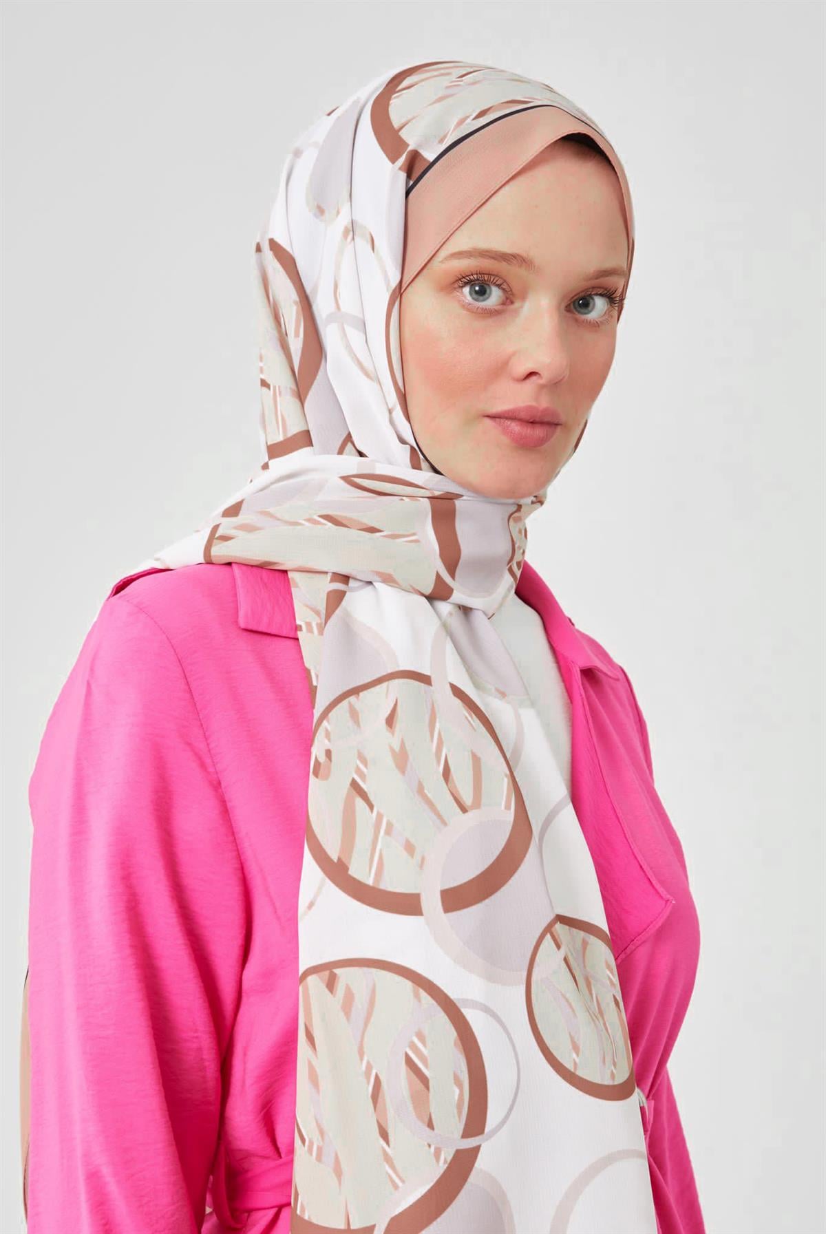 Levidor Aspen Camel Daire Desenli Şal 23463-06