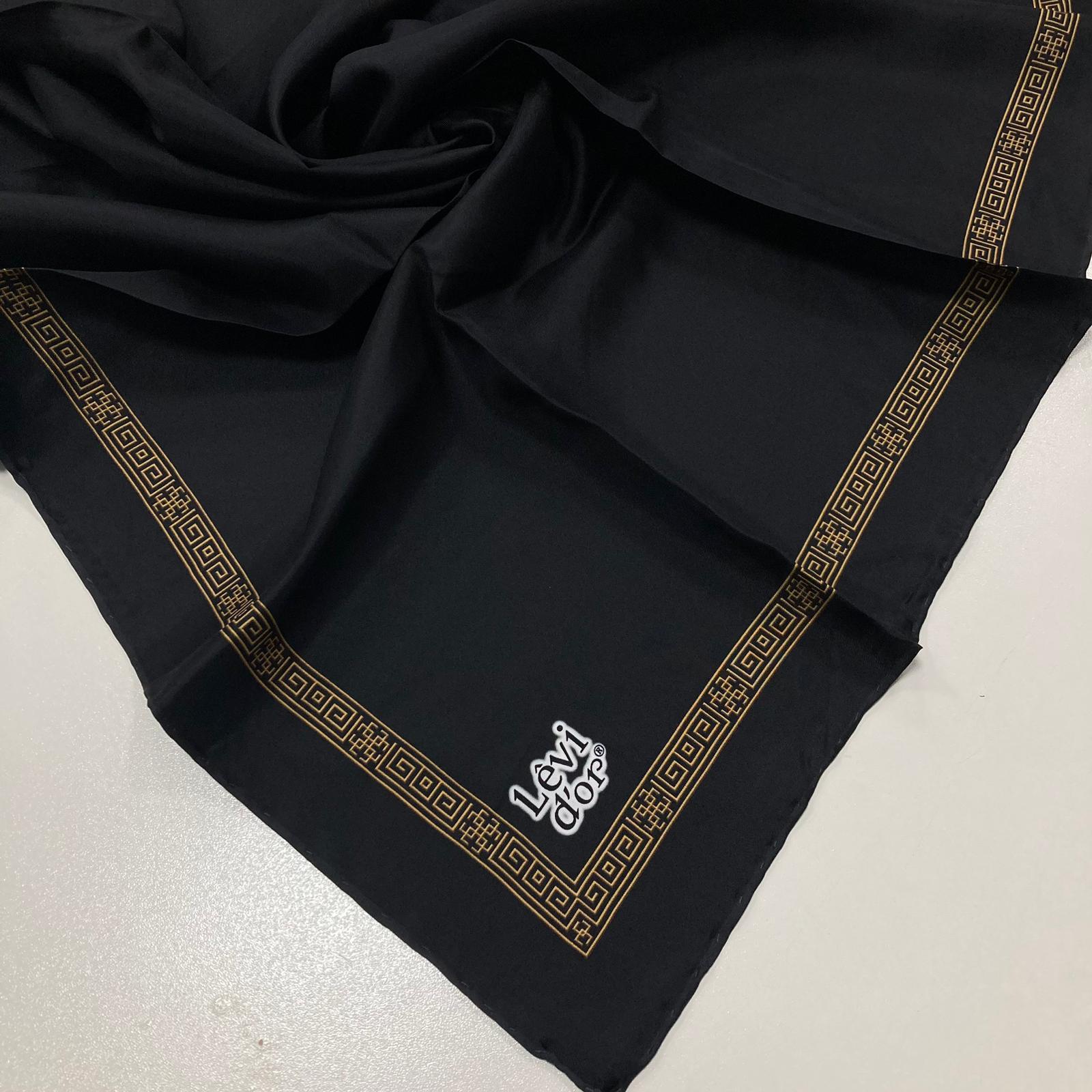 Levidor Lacivert-Gold Tivil İpek Eşarp 25664