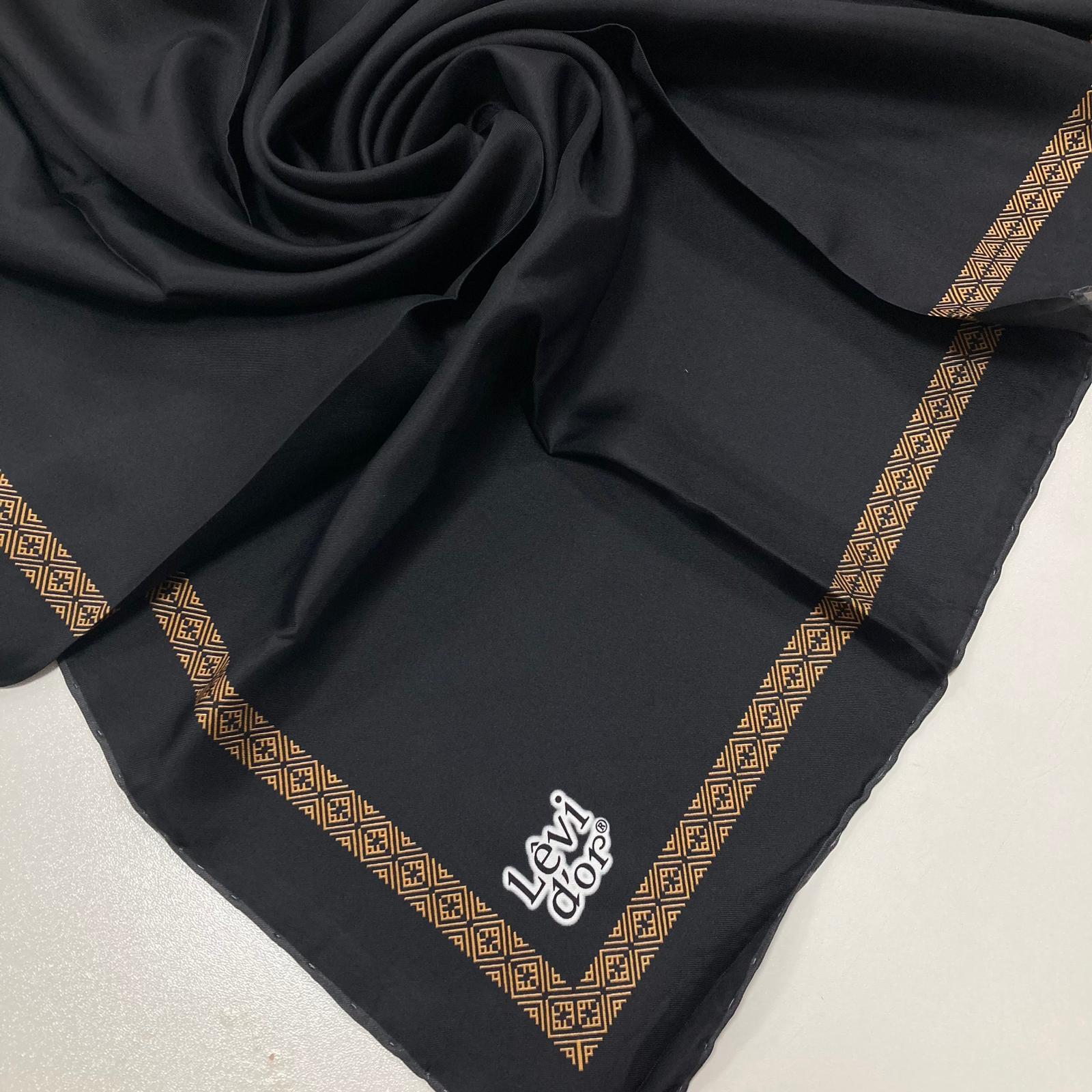 Levidor Siyah-Gold Tivil İpek Eşarp 25661