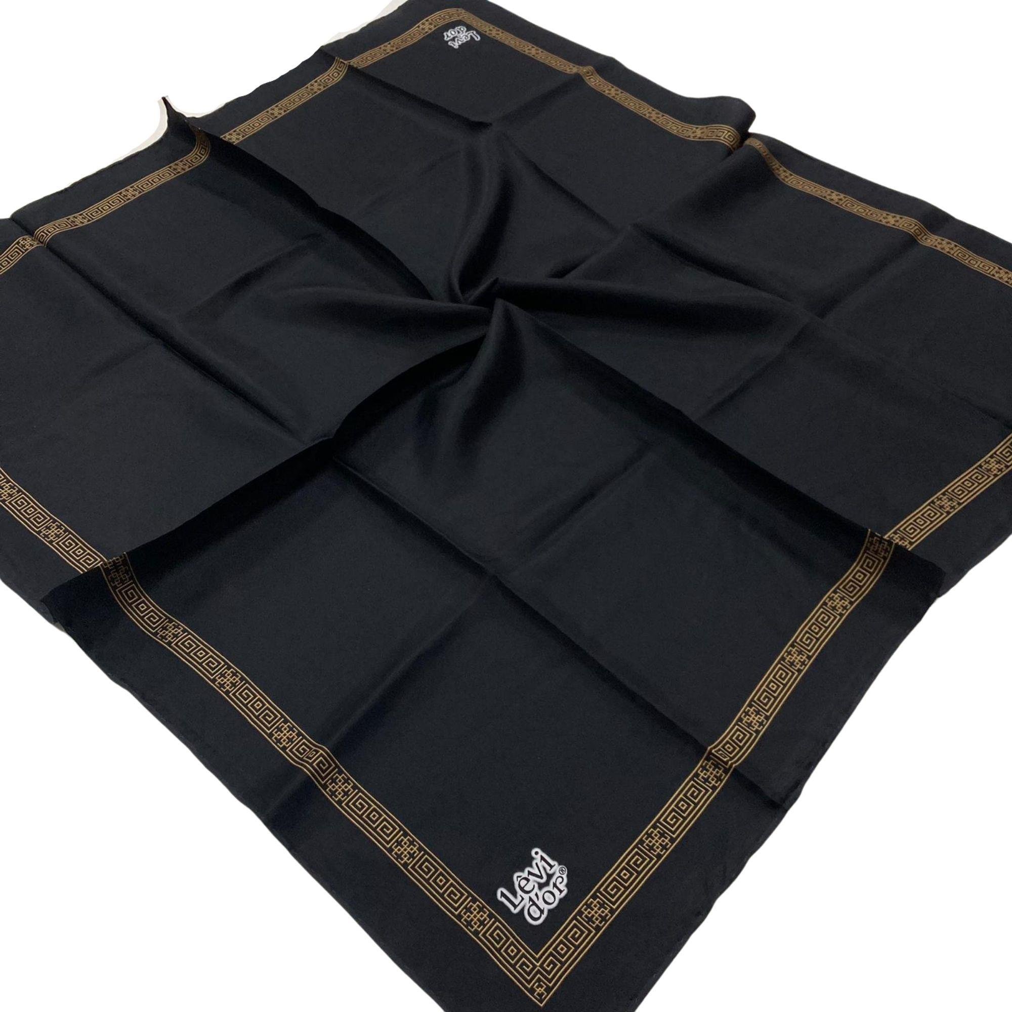 Levidor Lacivert-Gold Tivil İpek Eşarp 25664