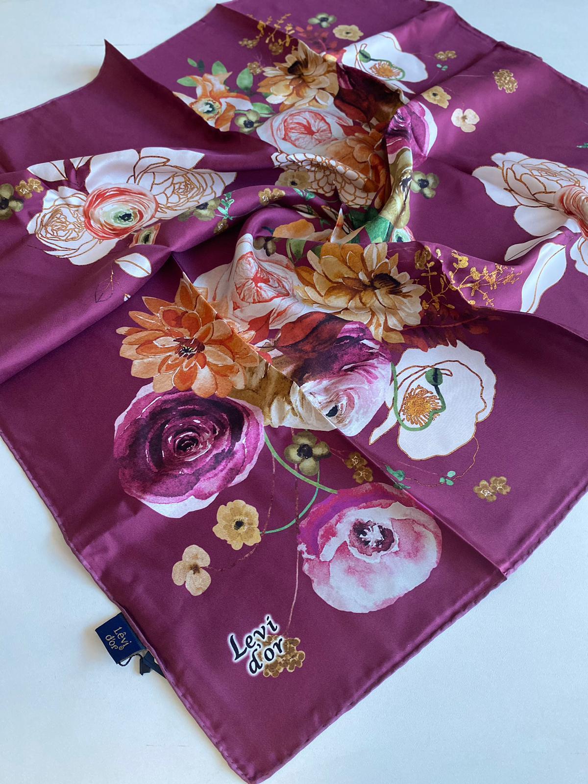 Levidor Tivil İpek Eşarp 40154 Pembe Karışık Desen