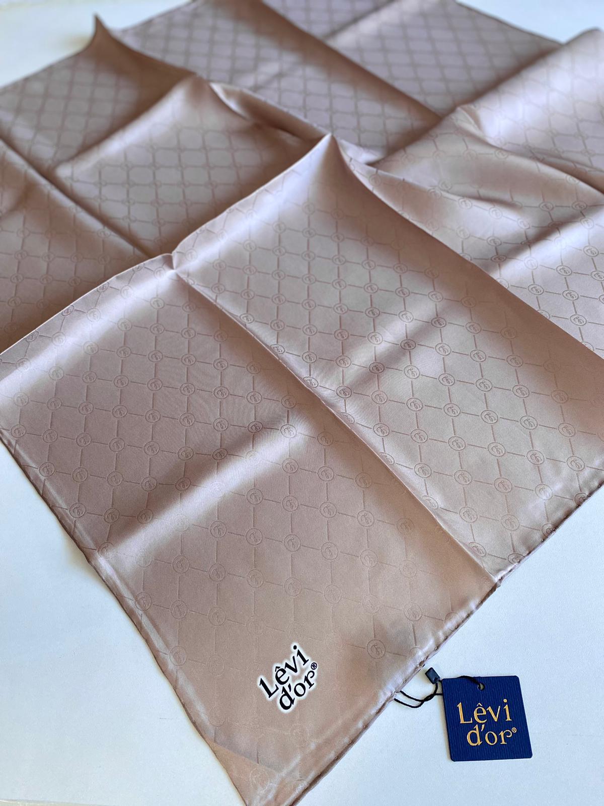 Levidor Twill Silk Scarf 4122-17 Mink Monogram Pattern