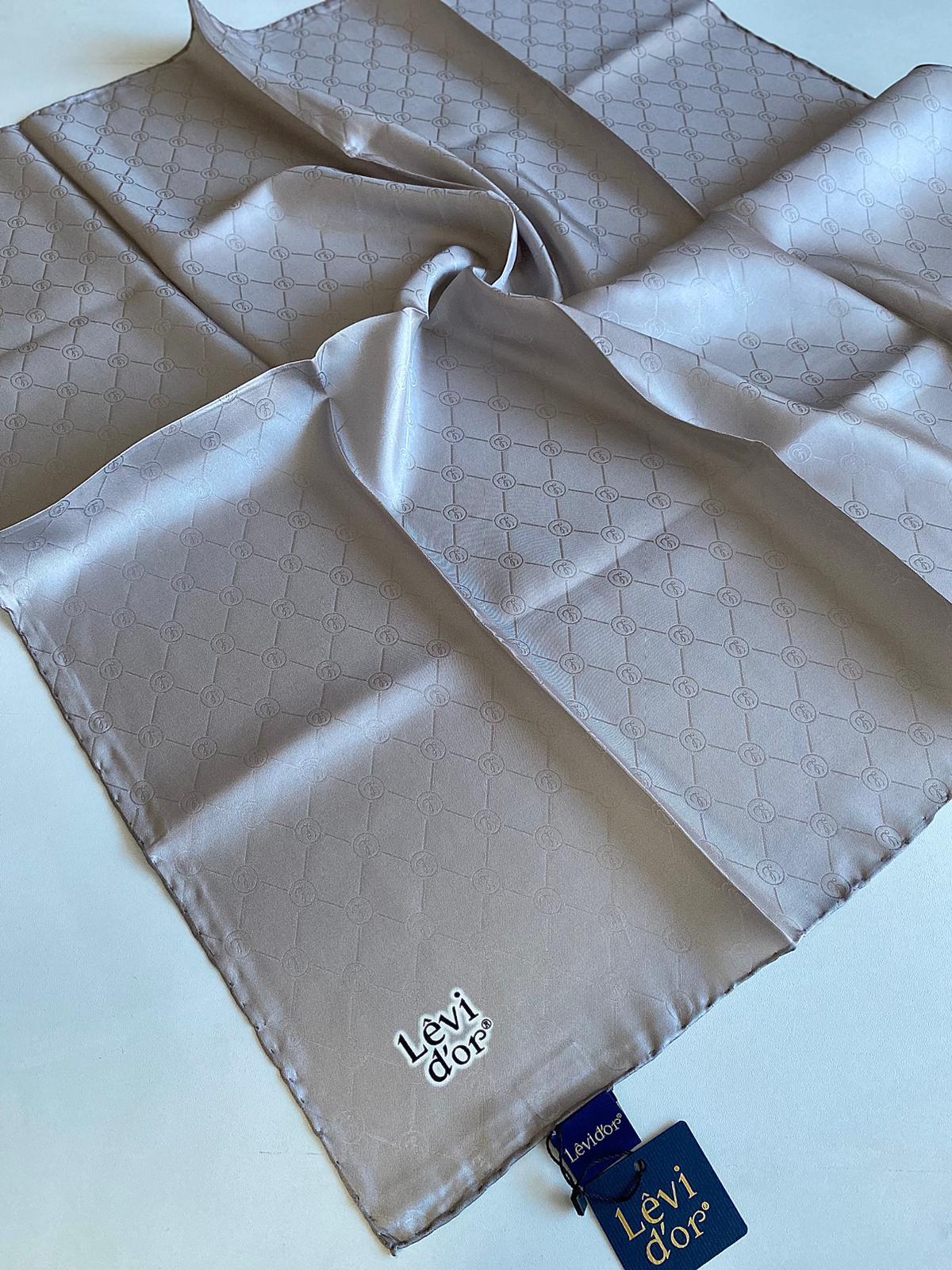 Levidor Twill Silk Scarf 4122-25 Mink Monogram Pattern