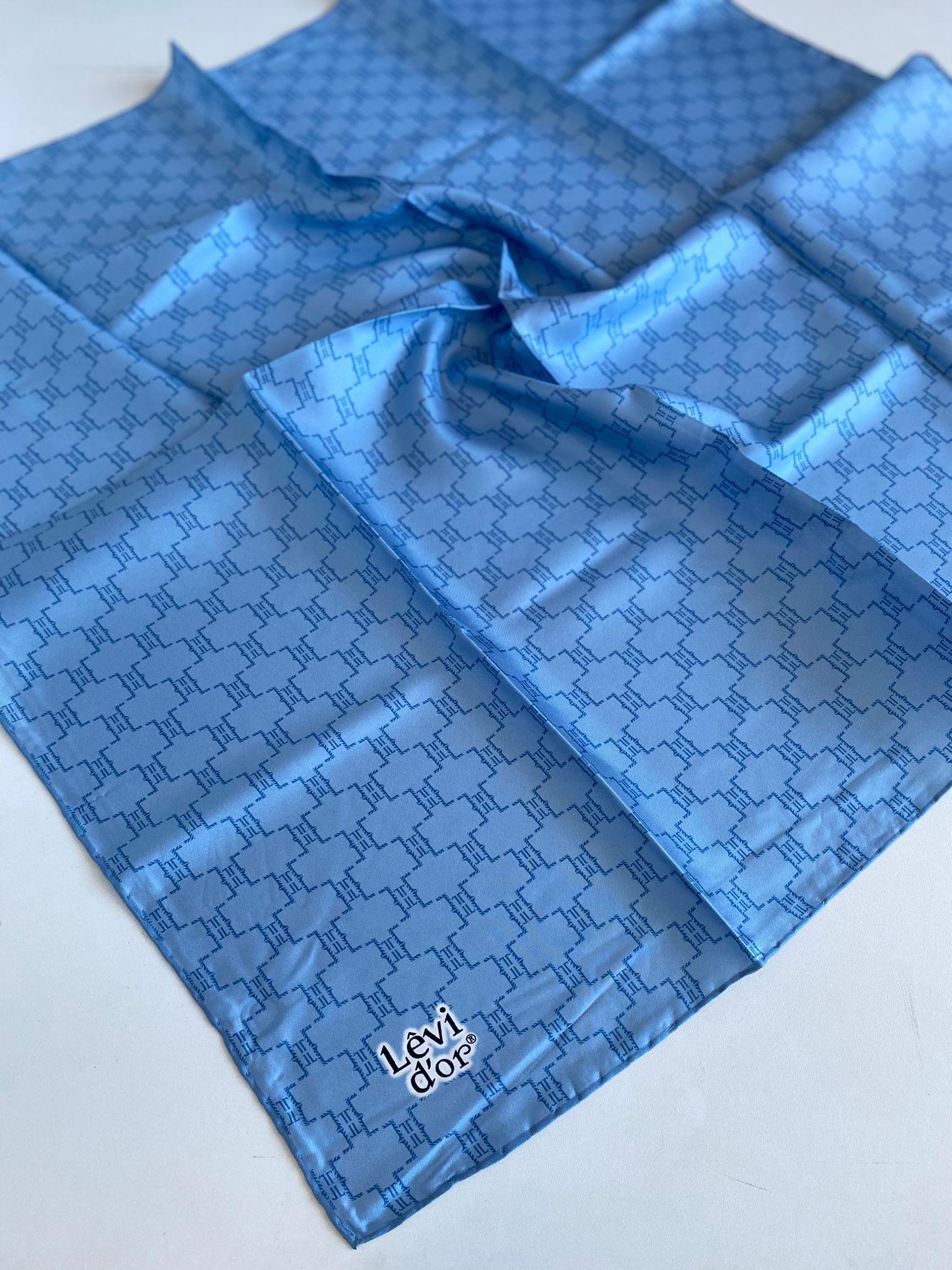 Levidor Twill Silk Scarf 47115 Light Blue Mixed Pattern