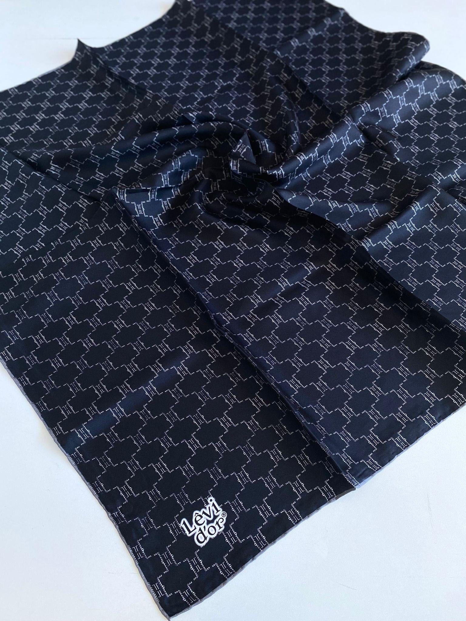 Levidor Twill Silk Scarf 47117 Black Mixed Pattern