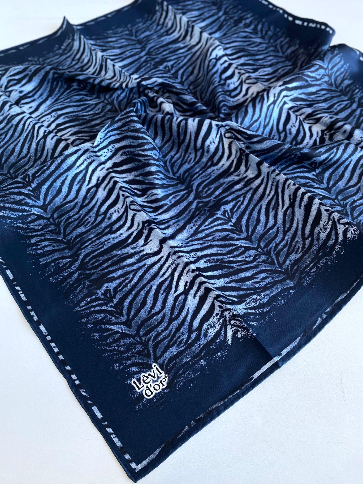 Levidor Twill Silk Scarf 47118 Navy Blue Mixed Pattern