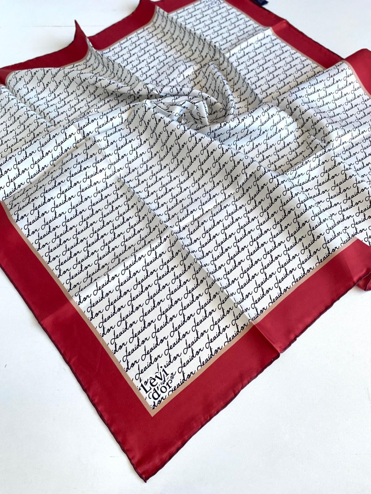 Levidor Tivil Saf İpek Eşarp 48961 Kırmızı Karışık Desen