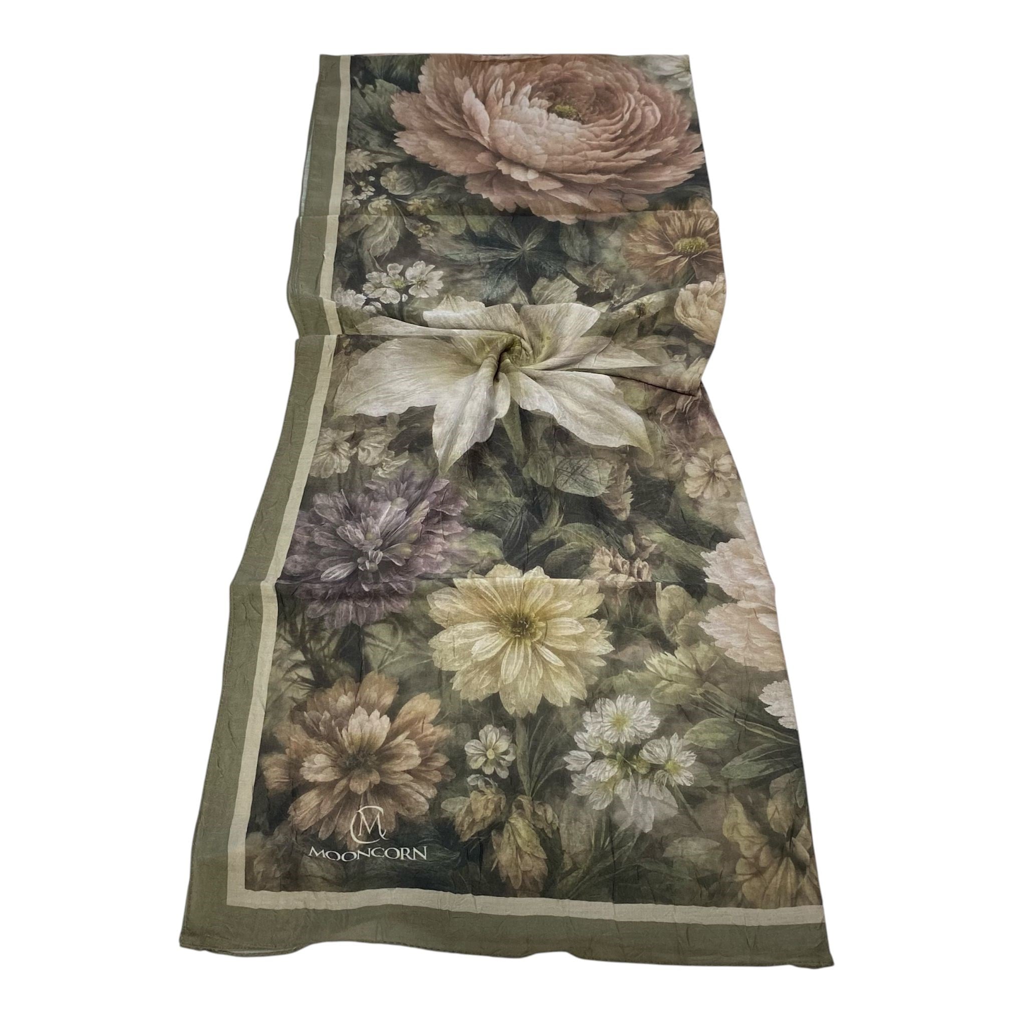 Mooncorn Çiçek Desen Şal Yeşil 55124