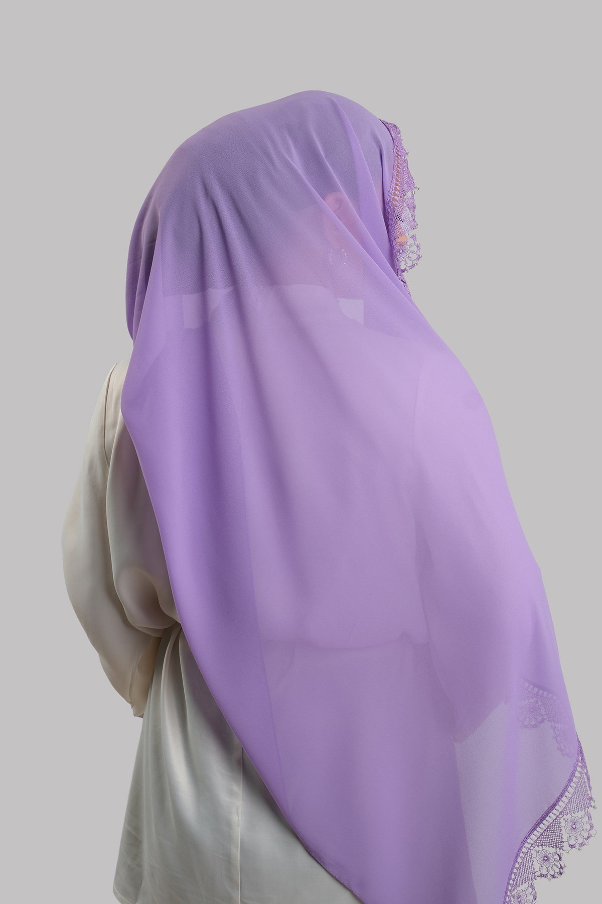 Mor Nikah Namaz Başörtüsü Şal Şifon Boncuklu Güpürlü 202131_22
