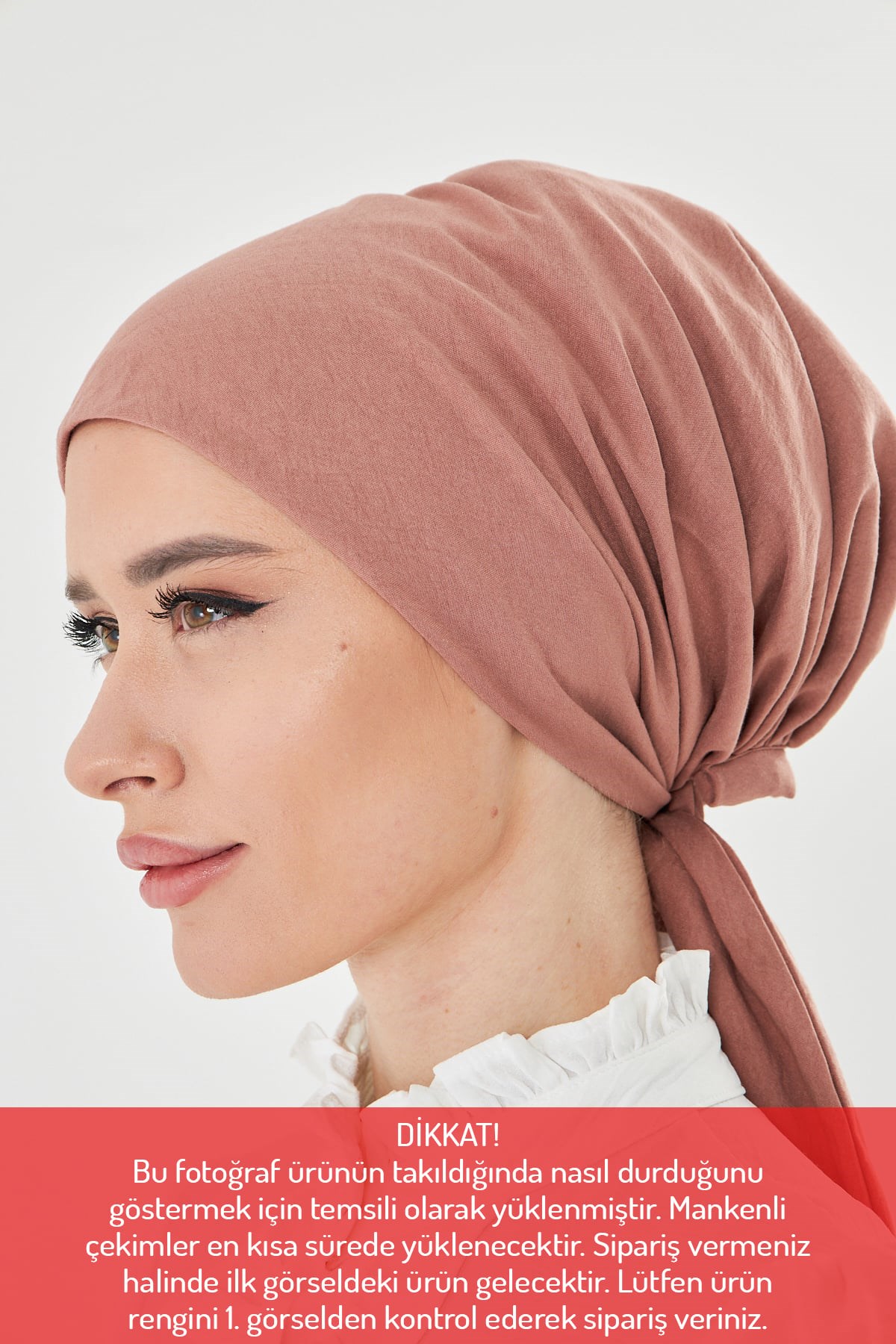 Mürdüm Arkadan Bağlamalı Pratik Eşarp Bone Poliviskon Düz 2517_07