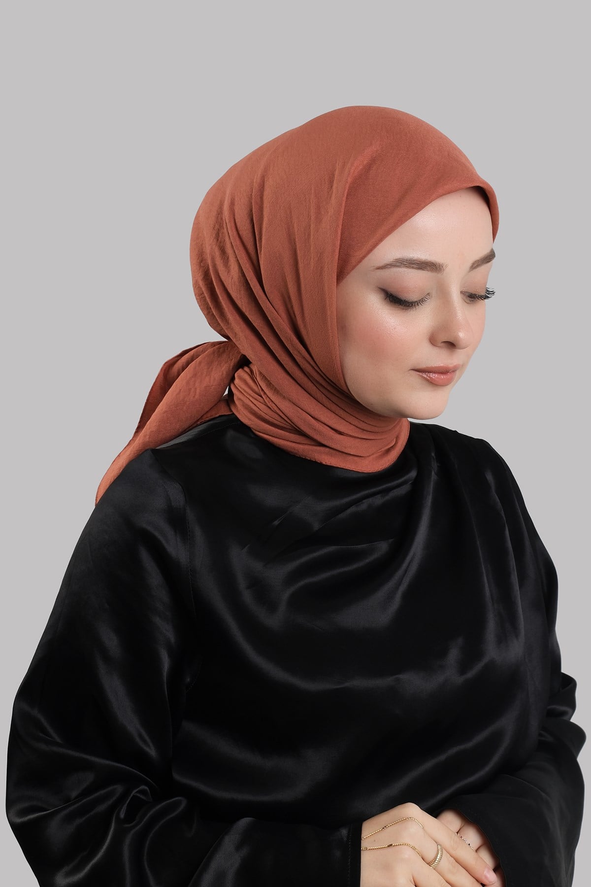 Nar Çiçeği Düz Klasik Eşarp İtalyan Dikişli Pamuk Caz Sade 202210_30