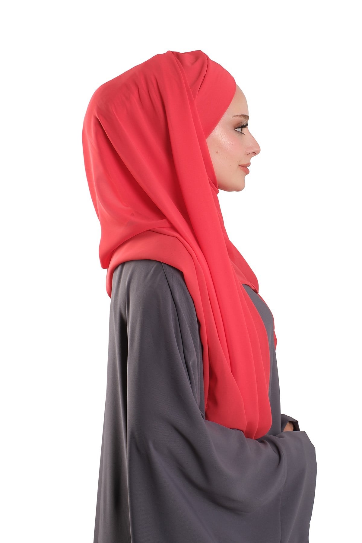 Nar Çiçeği Pratik Hazır Geçmeli Bone Şal Şifon Kendinden Boneli Tek Bantlı 1453_30
