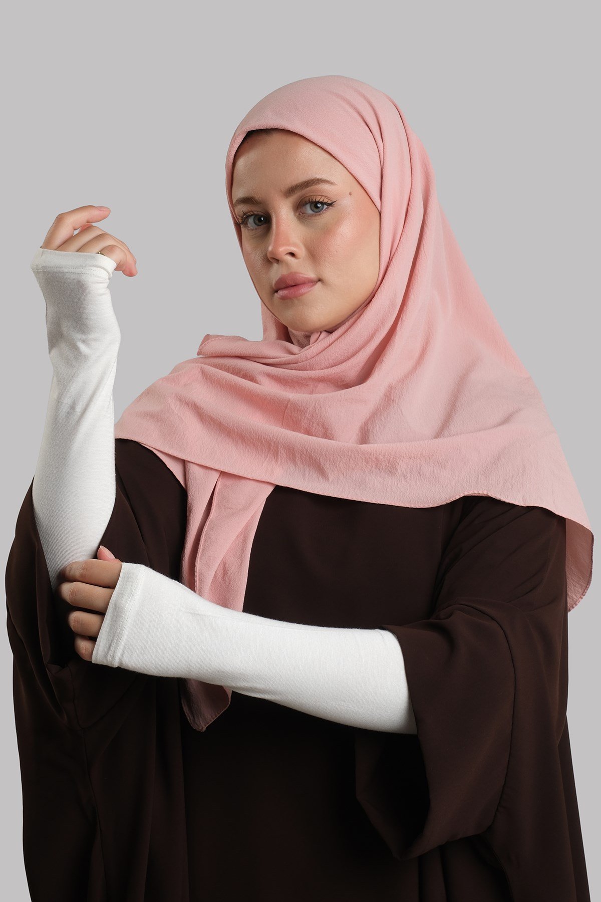 Pembe Düz Klasik Eşarp İtalyan Dikişli Relax Kumaş Sade 202209_04