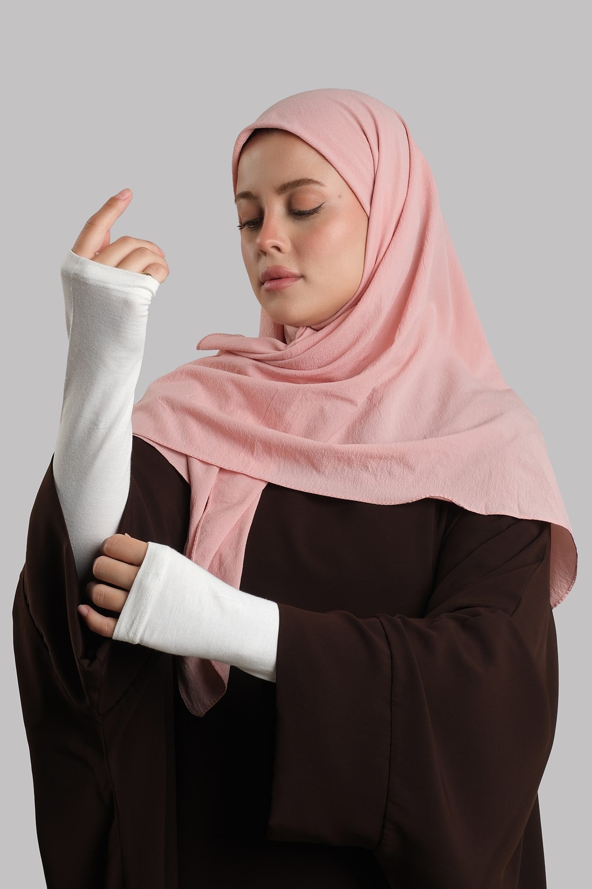 Pembe Düz Klasik Eşarp İtalyan Dikişli Relax Kumaş Sade 202209_04