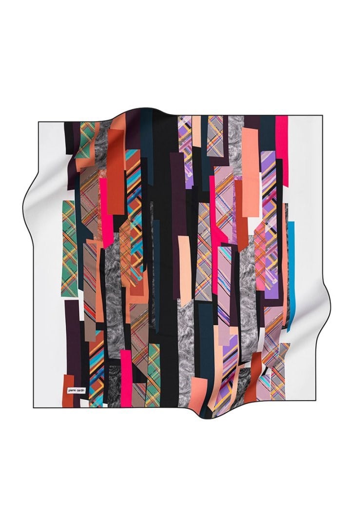 Pier Cardin Tivil Polyester Eşarp 7669799 971 Gri Kiremit Geometrik Desen