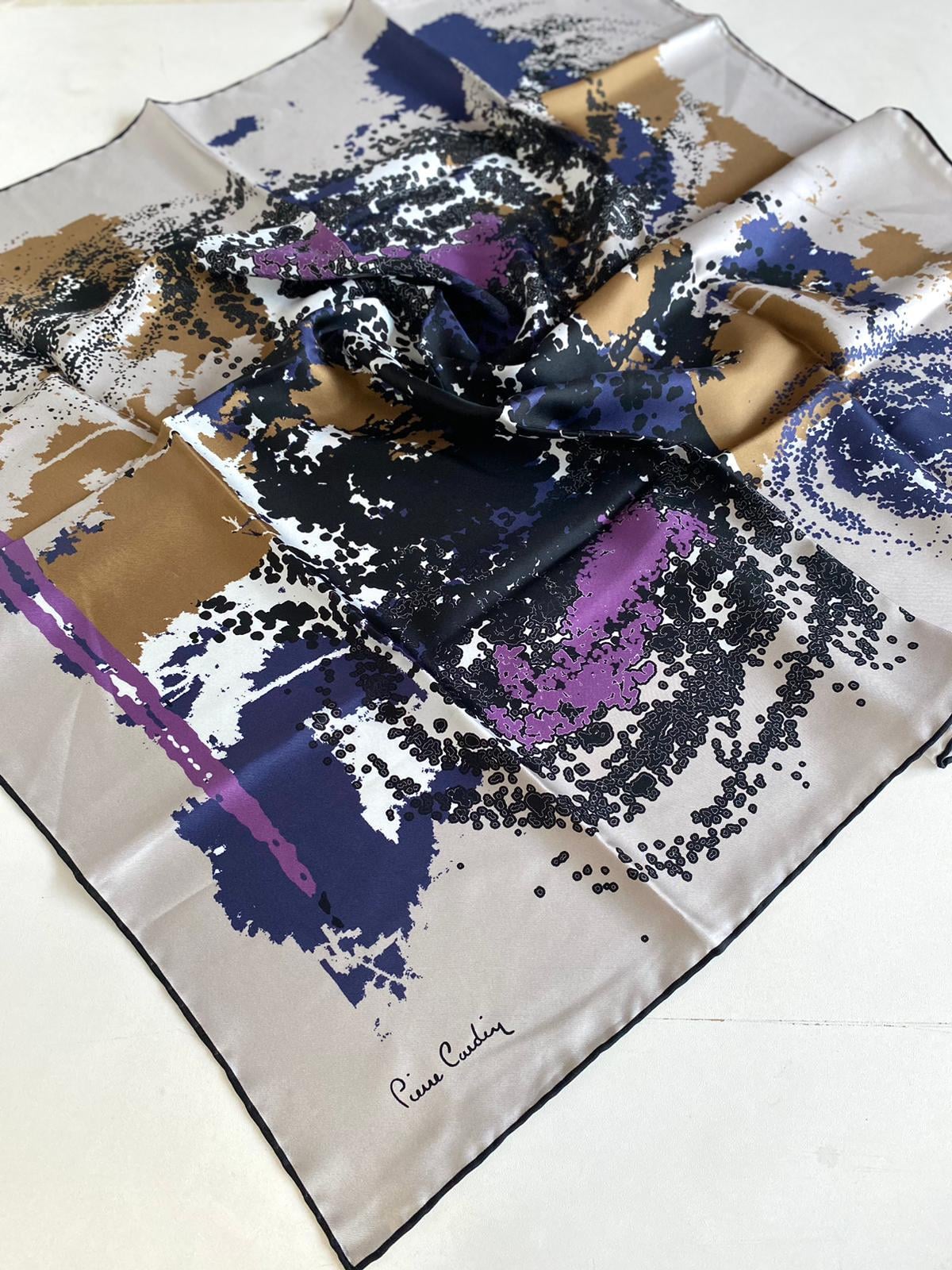 Pierre Cardin Defective Twill Silk Scarf 42373 Gray Mixed Pattern 8397438-913