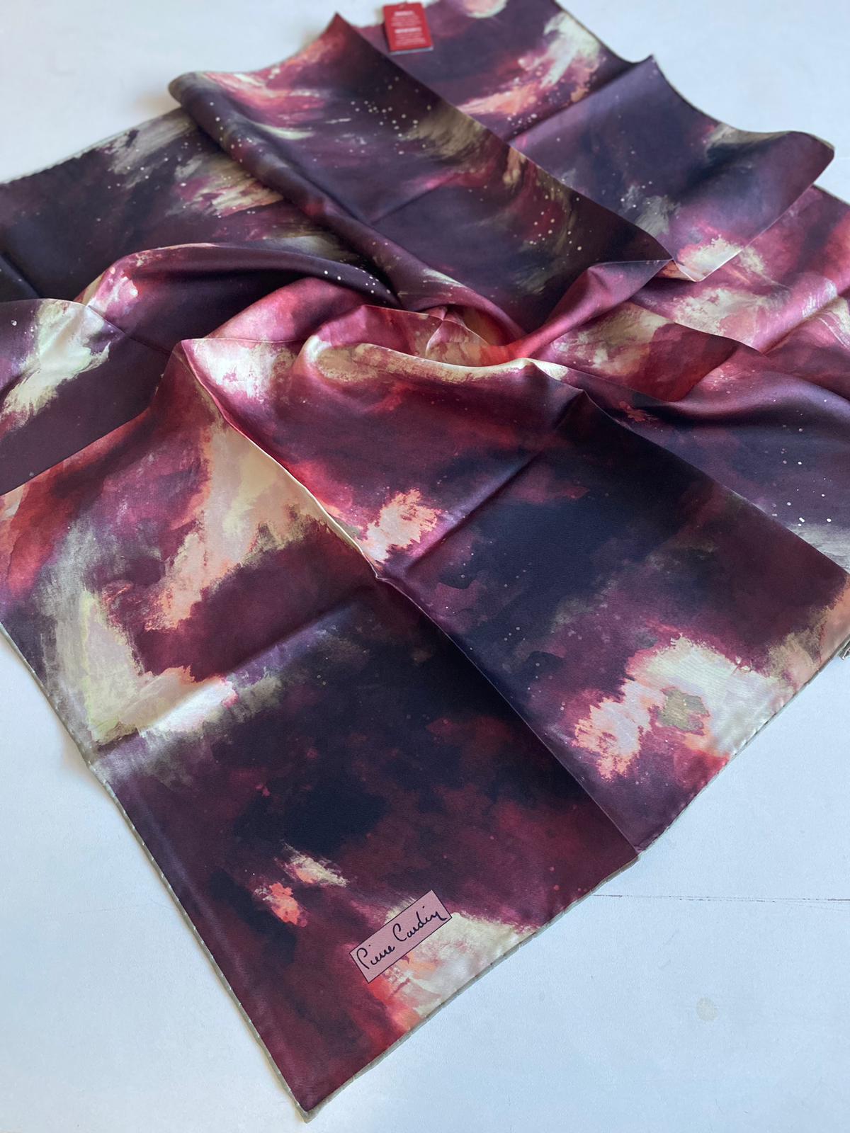 Pierre Cardin Defective Twill Silk Scarf 41511 Green Mixed Pattern