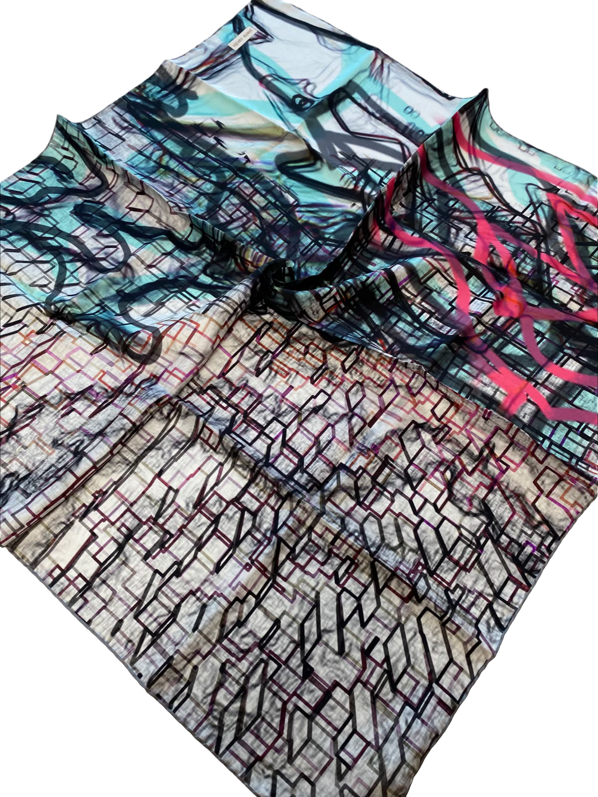 Pierre Cardin Smoked Mixed Pattern Twill Silk Scarf 8861438-971