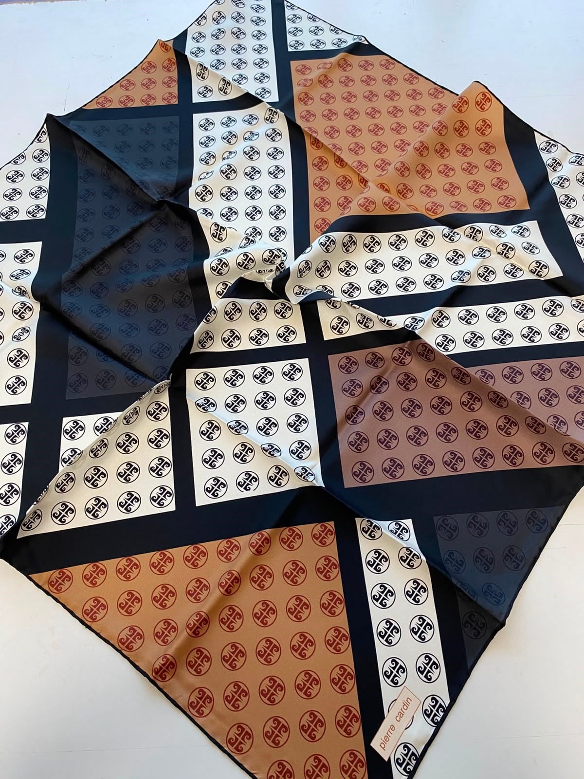 Pierre Cardin Gray Black Mixed Pattern Twill Silk Scarf 8803438-911