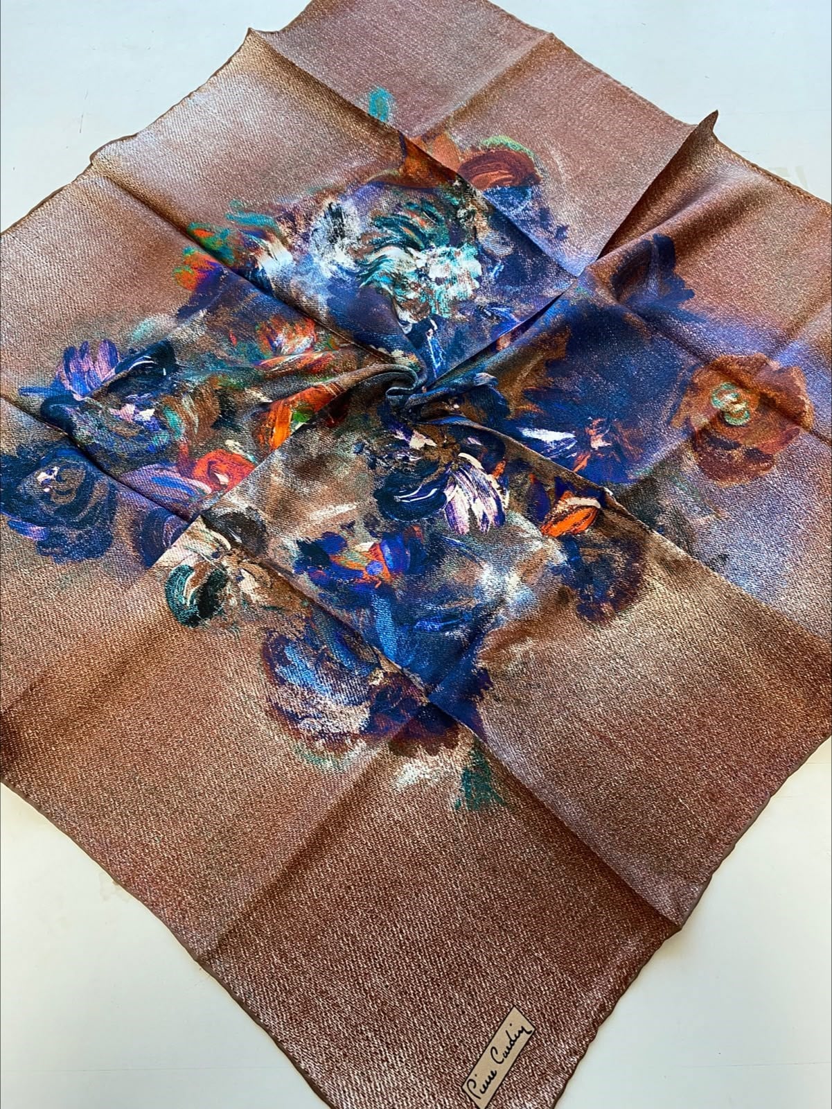 Pierre Cardin Brown Mixed Patterned Twill Silk Scarf 8382438-931