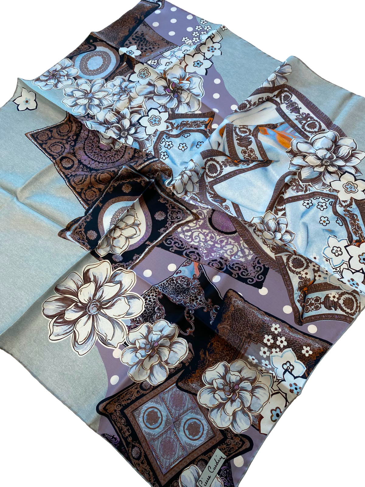 Pierre Cardin Mixed Flower Pattern Twill Silk Scarf 30972