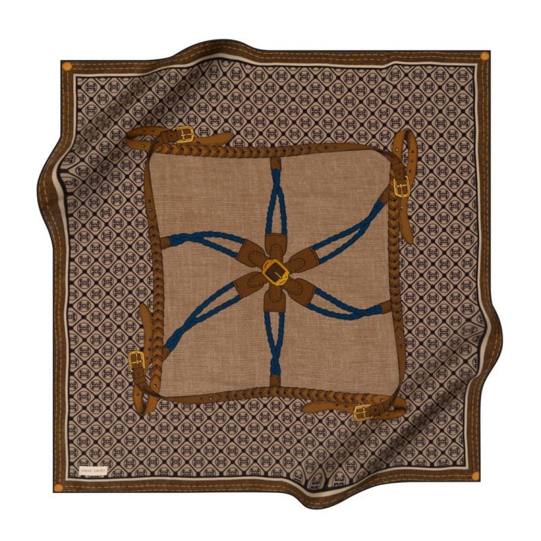 Pierre Cardin Sura İpek Eşarp 8821230 322 Yağ Yeşili Monogram Desen