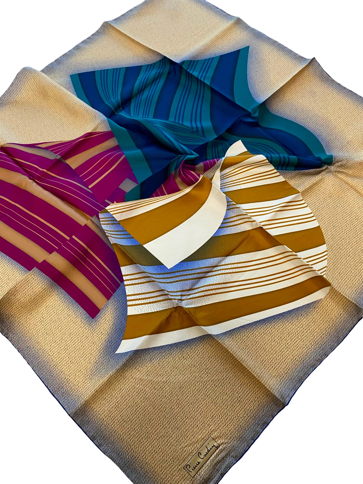 Pierre Cardin Twill Silk Scarf 8262438-922 Yellow Mixed Pattern 41583