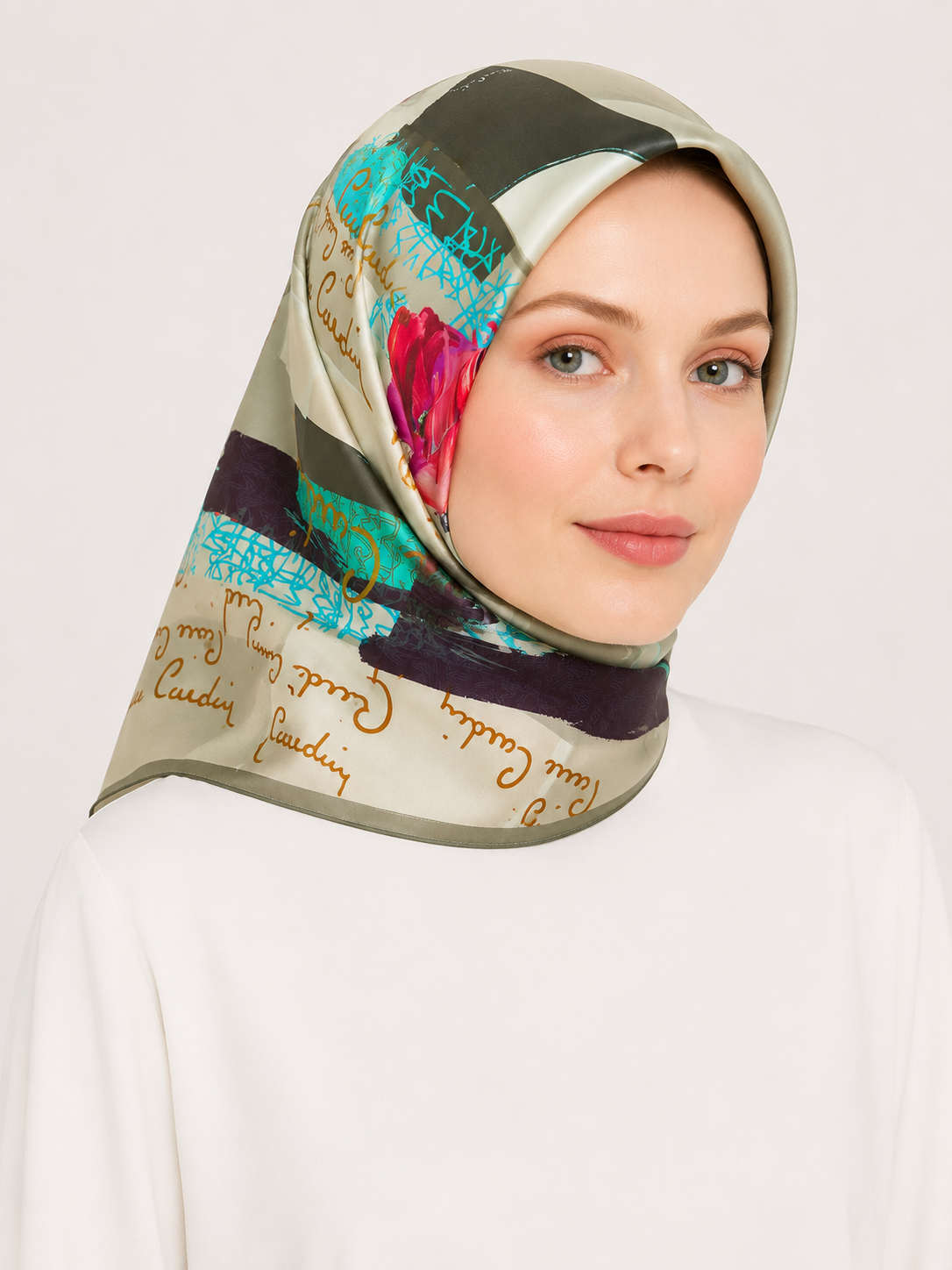 Pierre Cardin Tivil İpek Eşarp  8370438 - 951 Yeşil Karışık Desen 
