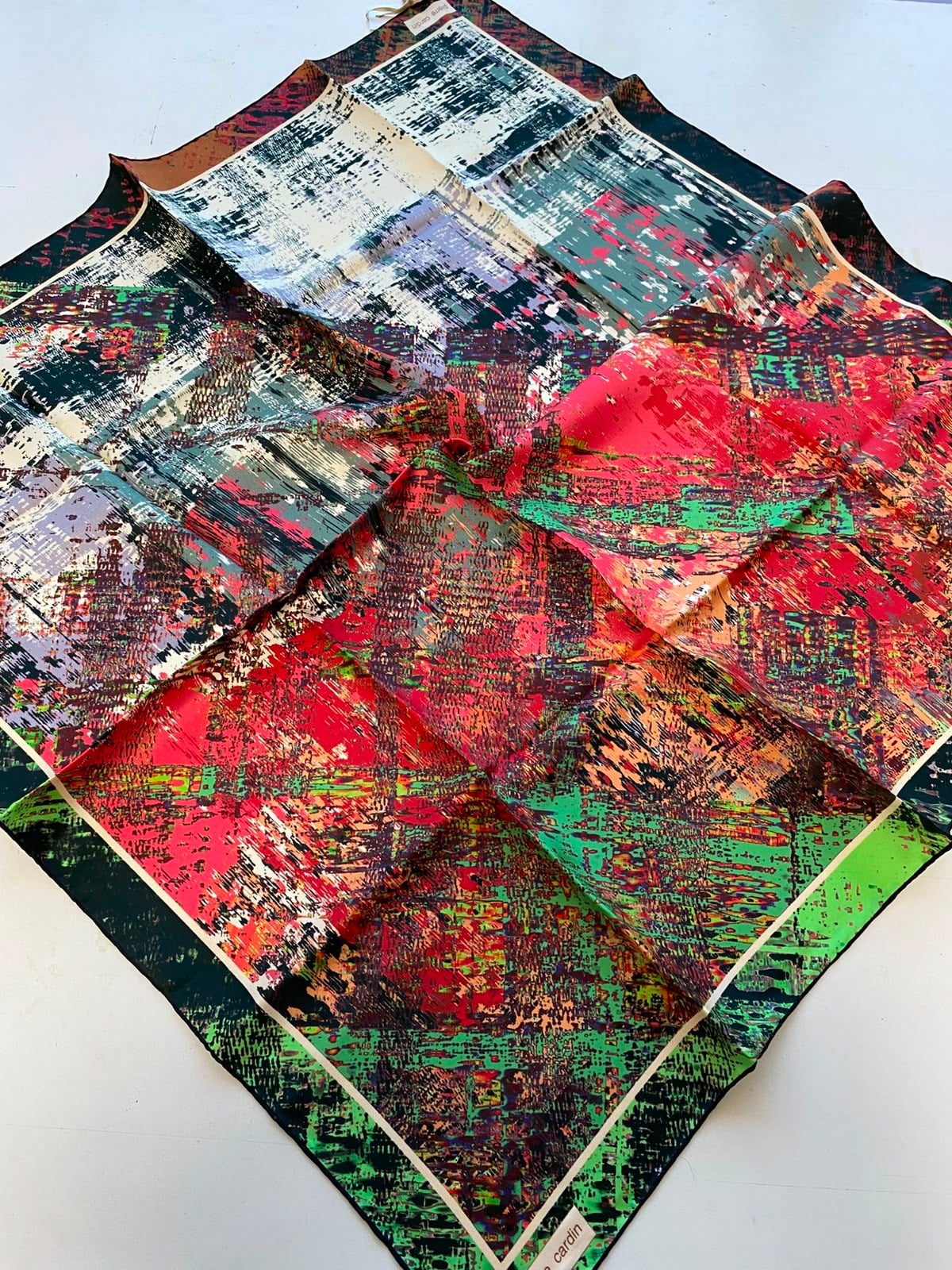 Pierre Cardin Twill Silk Scarf 8829438-911 Green Mixed Pattern