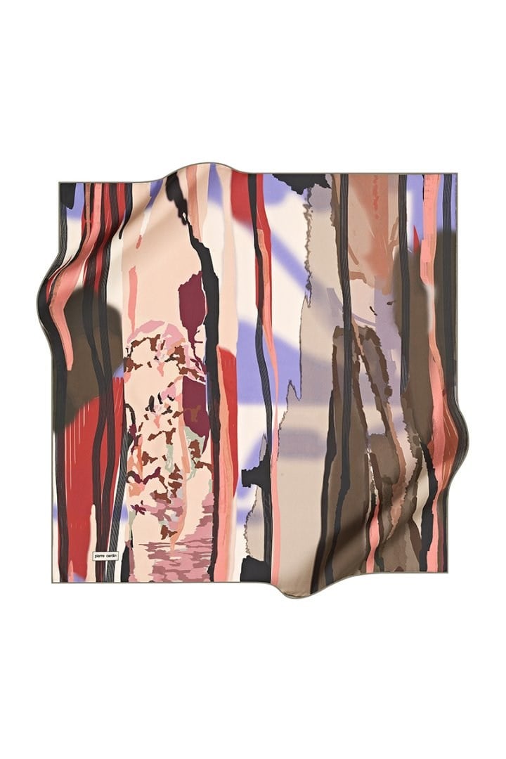 Pierre Cardin Tivil Polyester Eşarp 7671799 951 Bordo Yeşil Soyut Desen