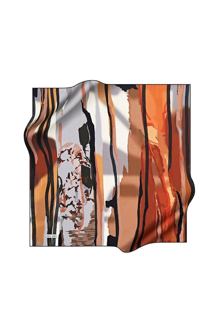 Pierre Cardin Tivil Polyester Eşarp 7671799 912 Gri Hardal Soyut Desen