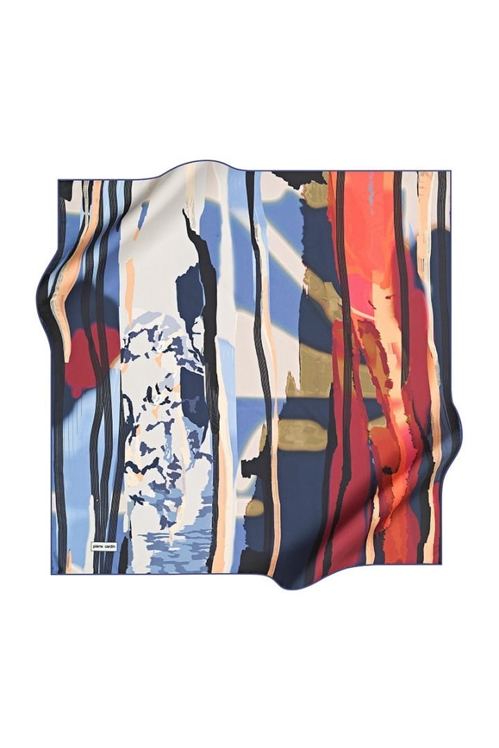 Pierre Cardin Tivil Polyester Eşarp 7671799 922 İndigo Mavi Soyut Desen