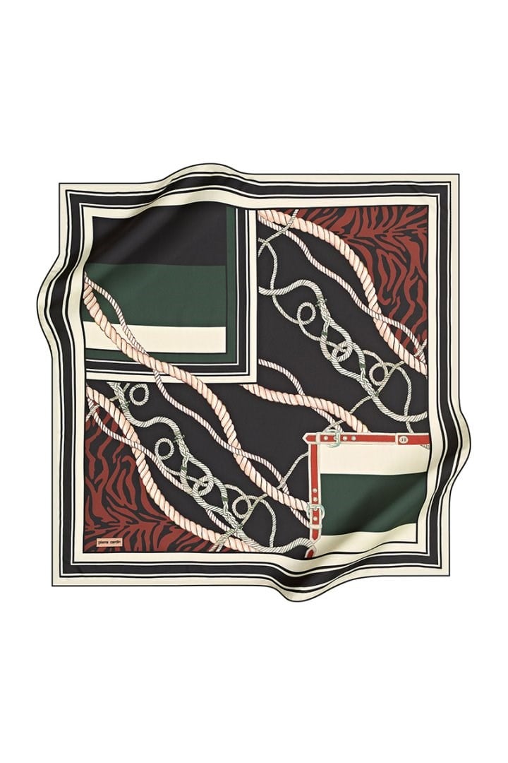 Pierre Cardin Tivil Polyester Eşarp 7854799 915 Siyah Geometrik Desen