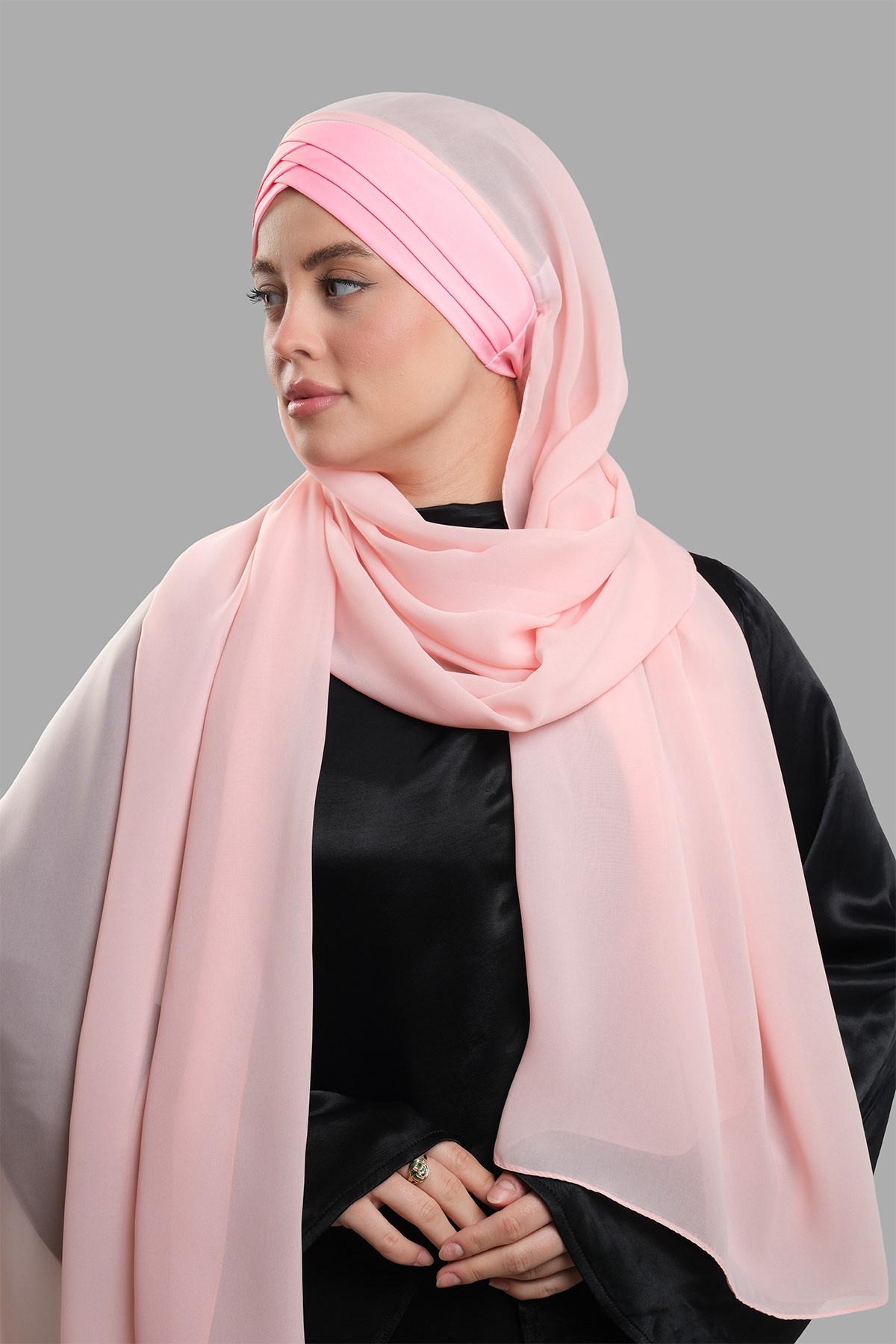 Pudra Arkadan Bağlamalı AquaLina Şal Hafif Suya Dayanıklı Şifon Çapraz Üç Bantlı 2514_06