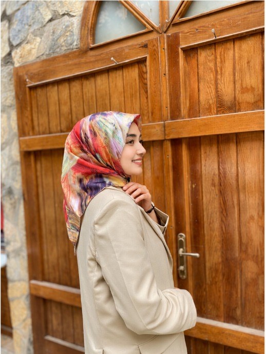Seyra Mercan - Sarı Fırça Desen Tivil İpek Eşarp IST 3873