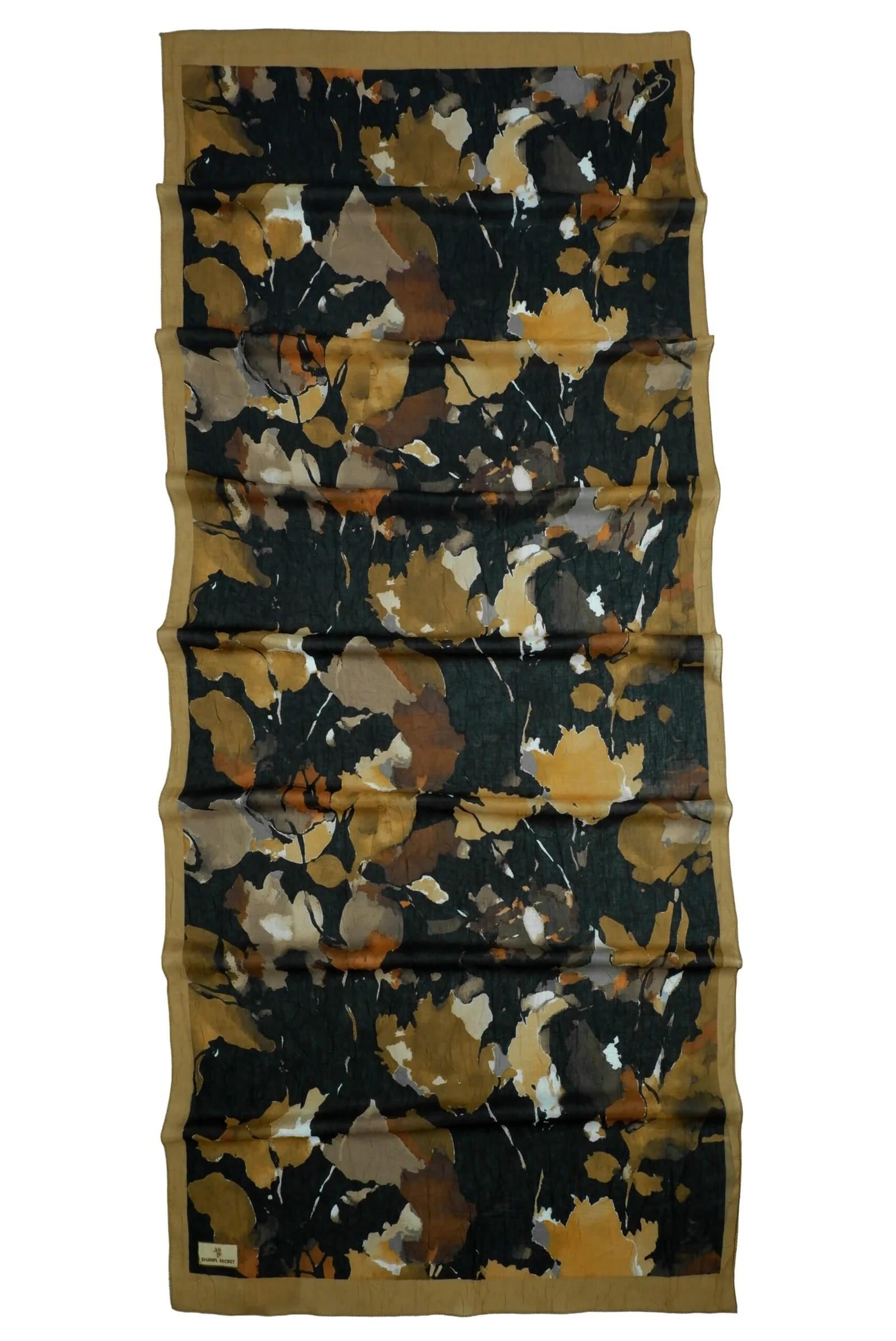 Shawl Secret Bambreeze Veluna Bambu Kraş Dijital Şal 52804 Siyah Kahverengi